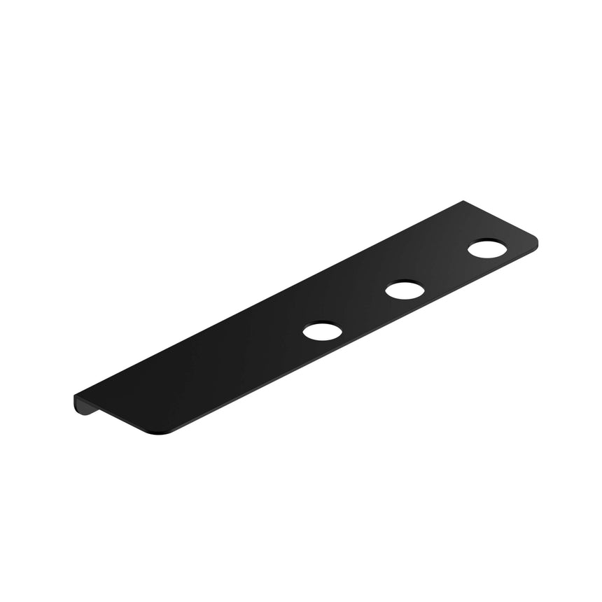 Nero Mecca 90x410mm triple soap bottle holder with shelf matte black by Tilemall, isometric view