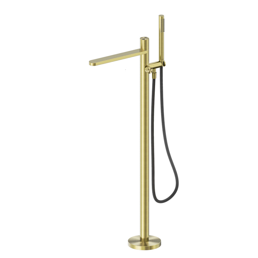 Nero Pure 440x160mm brushed gold freestanding bath mixer with outdoor shower hose by Tilemall