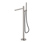 Nero Pure SS316L Progressive Freestanding Bath Mixer With Outdoor Shower Hose Brushed Nickel