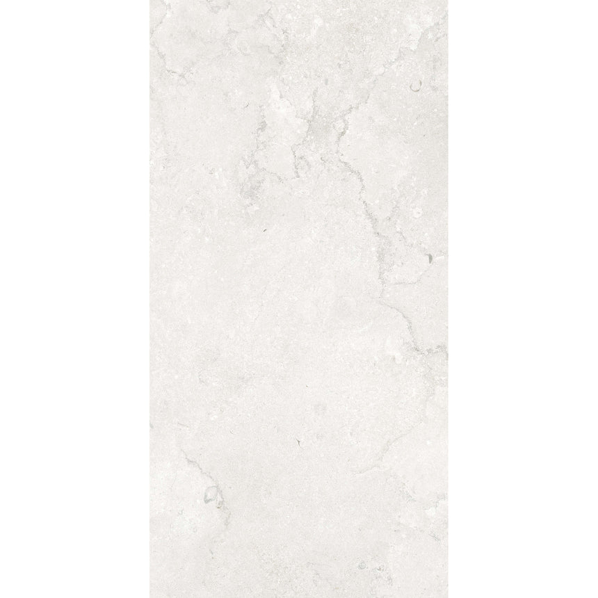 Portland 1200x600mm soft matt ivory stone-look porcelain tile by Tilemall with subtle grey veining