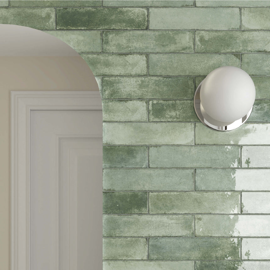 Acquarello 60x246 Gloss Sage Subway Rectified Subway Tilemall