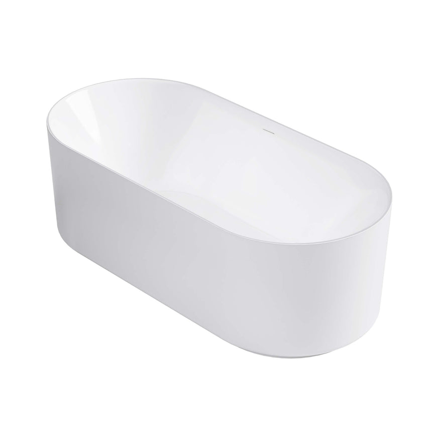 Otti Attica Celine 1500mm freestanding bathtub by Tilemall, three-quarter angle in gloss white