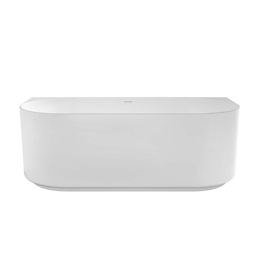 Otti Attica Celine 1500mm back-to-wall matte white acrylic bathtub by Tilemall, side view