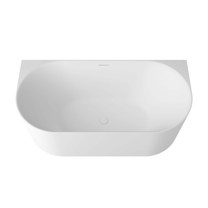 Otti Attica Celine matte white bathtub by Tilemall, top view showing overflow hole