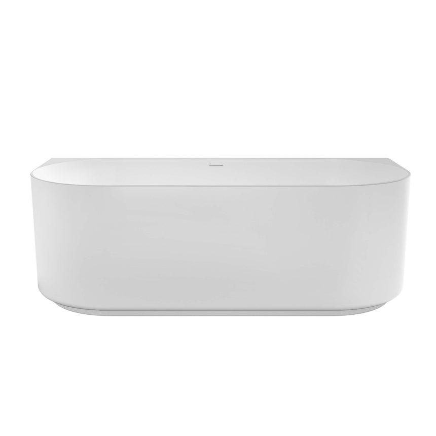 Otti Attica Celine 1700mm back-to-wall acrylic bathtub by Tilemall in matte white, oval shape