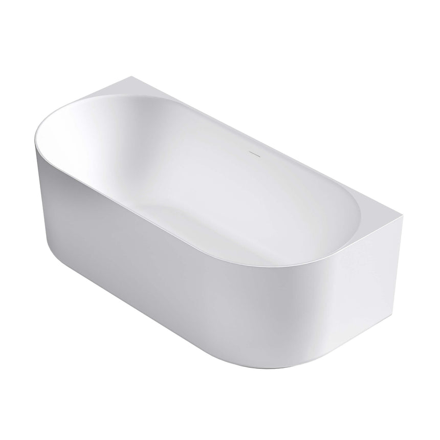 Angled view of Otti Attica Celine 1700mm oval matte white acrylic bathtub by Tilemall