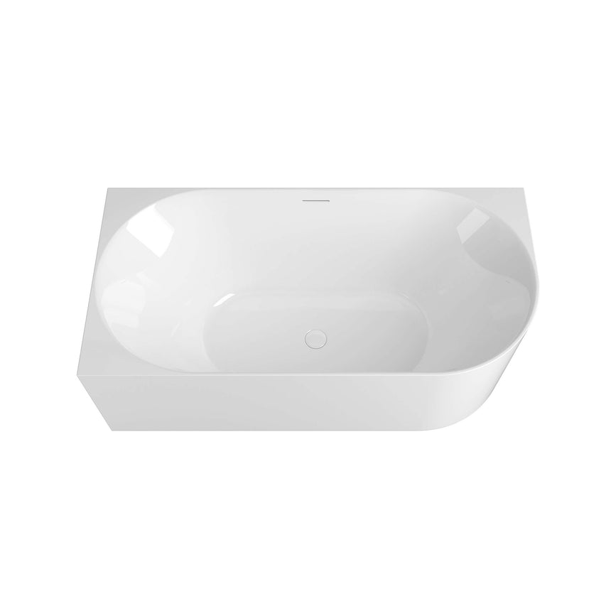 Otti Attica Celine gloss white corner bath by Tilemall, top-down view showing overflow