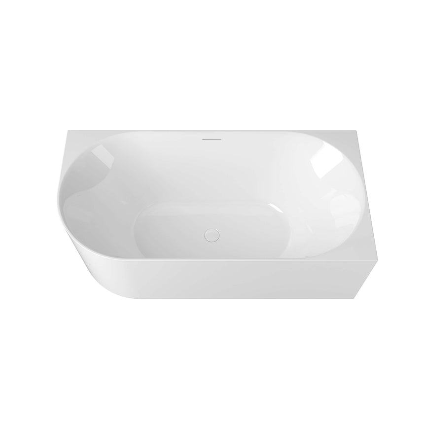 Otti Attica Celine gloss white bathtub top view showing interior bowl and overflow hole by Tilemall