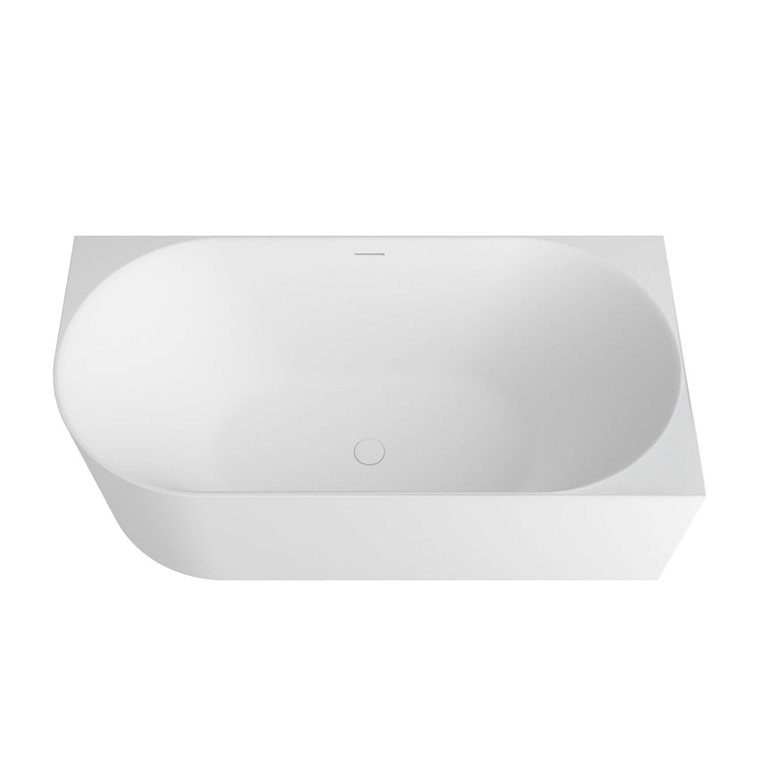 Otti Attica Celine matte white bathtub top view showing overflow hole and interior basin shape by Tilemall