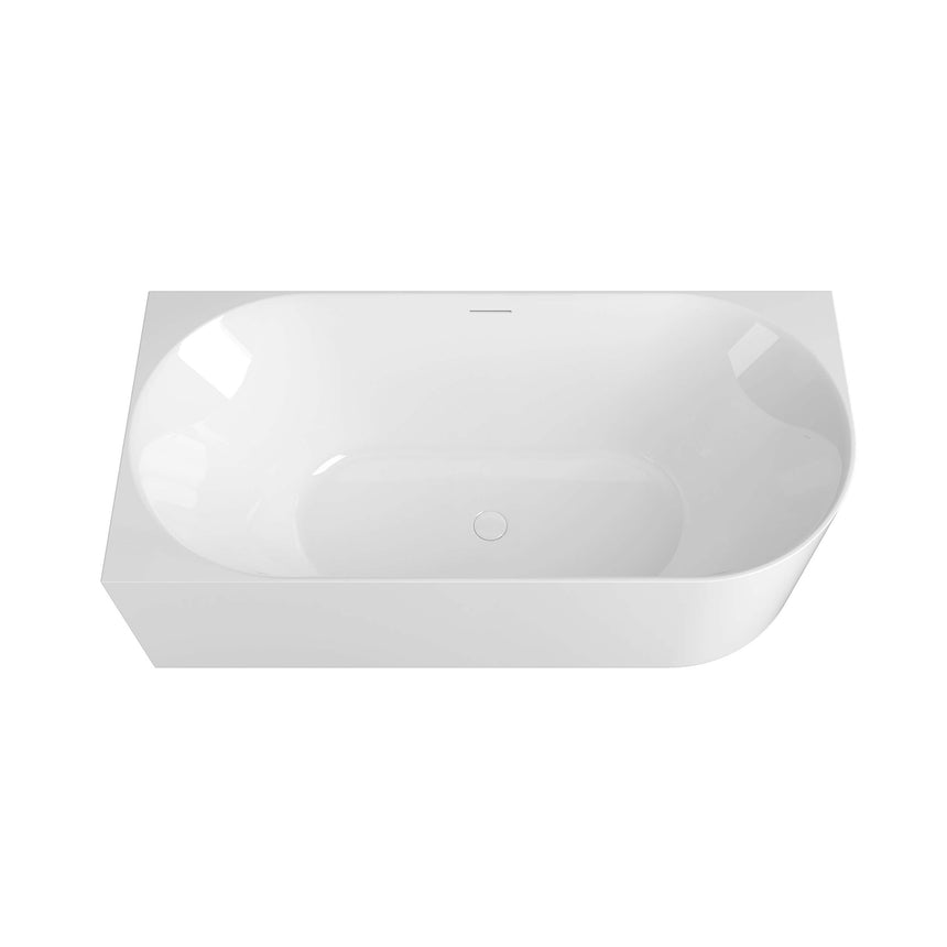 Otti Attica Celine 1700mm gloss white corner bath by Tilemall, top-down interior view showing overflow