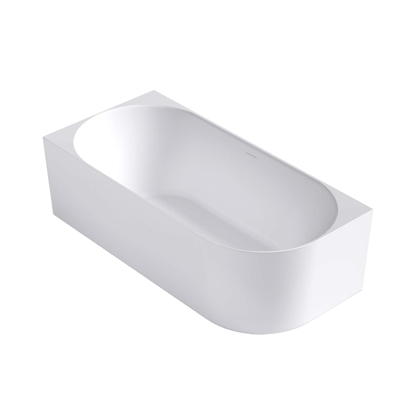 Otti Attica Celine left corner 1700mm matte white acrylic bathtub by Tilemall, isometric view