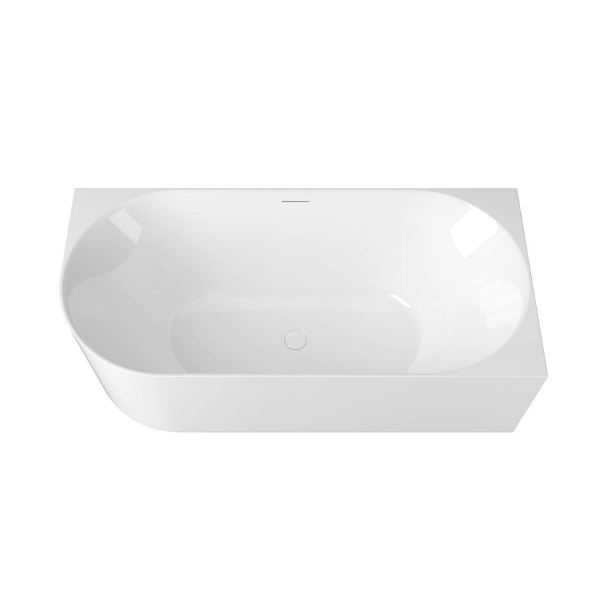 Top-down view of Otti Attica Celine gloss white bathtub showing oval basin and overflow drain by Tilemall