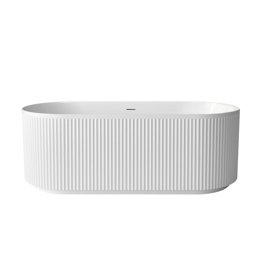 Otti Attica Havana 1700mm freestanding oval acrylic bathtub by Tilemall in gloss white with fluted exterior
