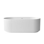 Otti Attica Havana 1700mm Matte White Fluted Bath with Overflow