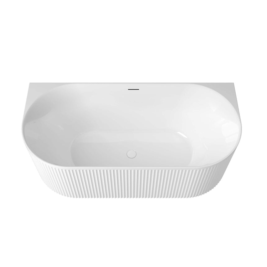 Interior view of Otti Attica Havana bathtub showing curved basin with overflow outlet and gloss white finish by Tilemall