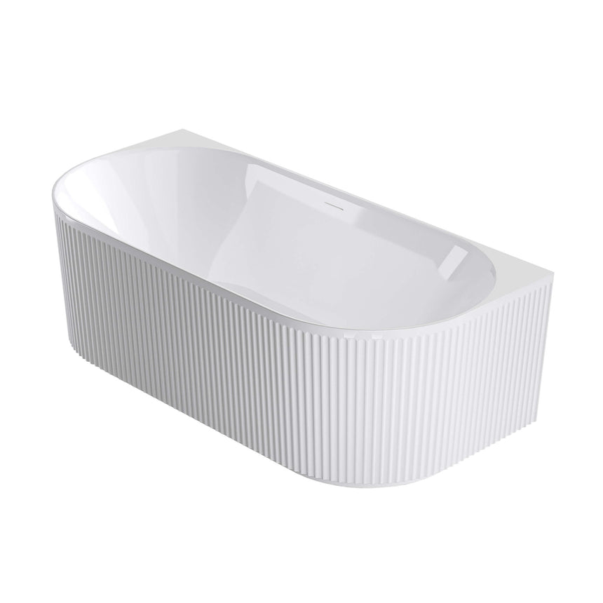 Angled view of Otti Attica Havana 1700mm freestanding bathtub by Tilemall with fluted sides and rounded corners