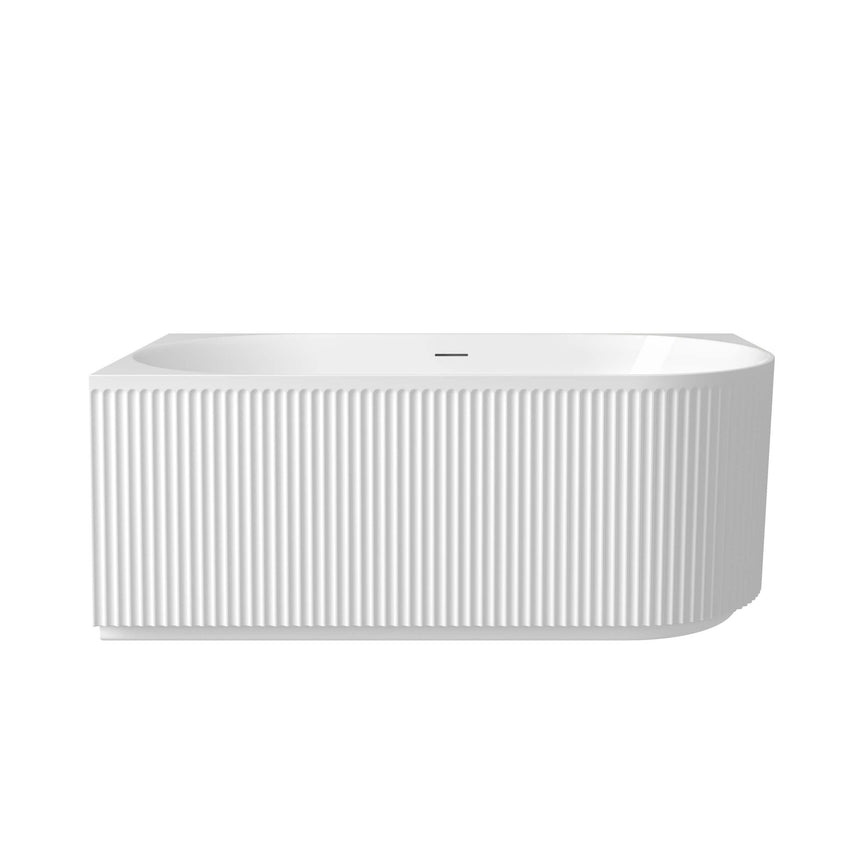 Otti Attica Havana 1500mm gloss white fluted corner bath by Tilemall, side view