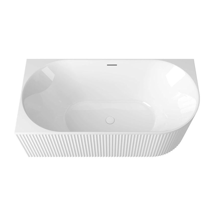 Otti Attica Havana corner bath interior showing overflow drain and curved basin by Tilemall