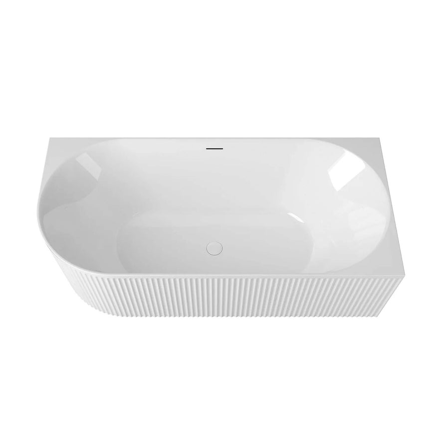 Otti Attica Havana 1700mm gloss white fluted bath by Tilemall, overhead view showing interior and overflow