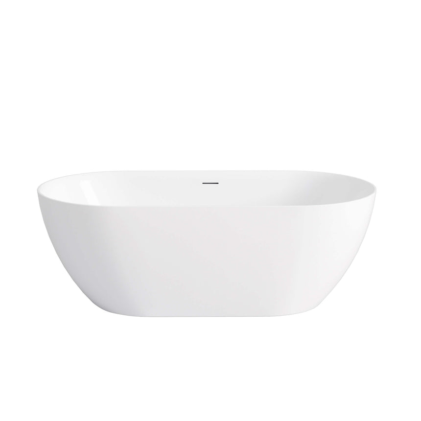 Otti Attica Manolo freestanding oval acrylic bathtub by Tilemall in gloss white, 1300mm, top view