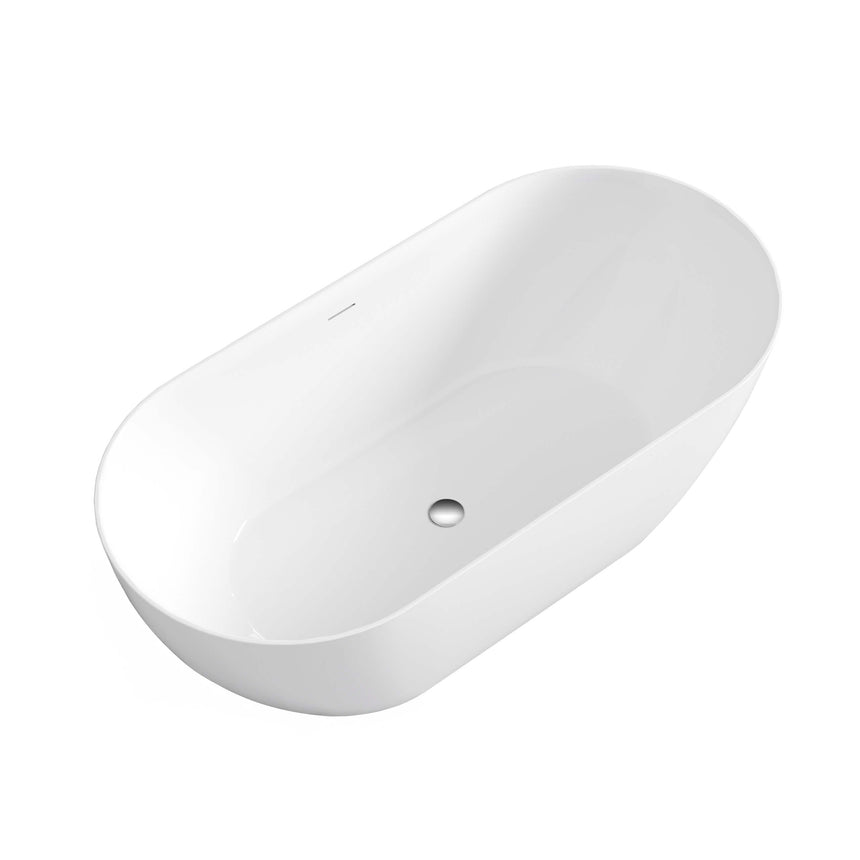 Otti Attica Manolo 1530mm freestanding oval acrylic bathtub by Tilemall in gloss white with overflow