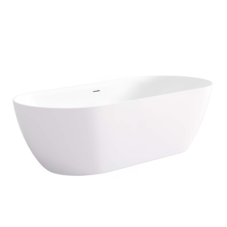 Otti Attica Manolo freestanding oval bath, 1700mm gloss white, side view showing curved profile by Tilemall