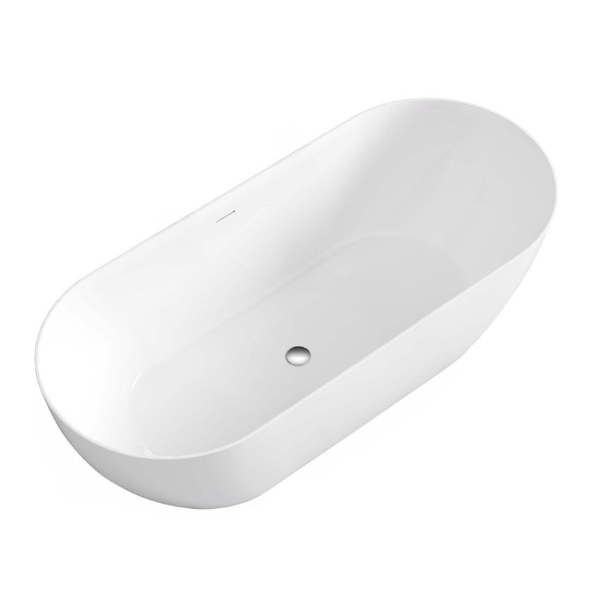 Otti Attica Manolo 1700mm oval bathtub by Tilemall, gloss white acrylic with centre overflow hole