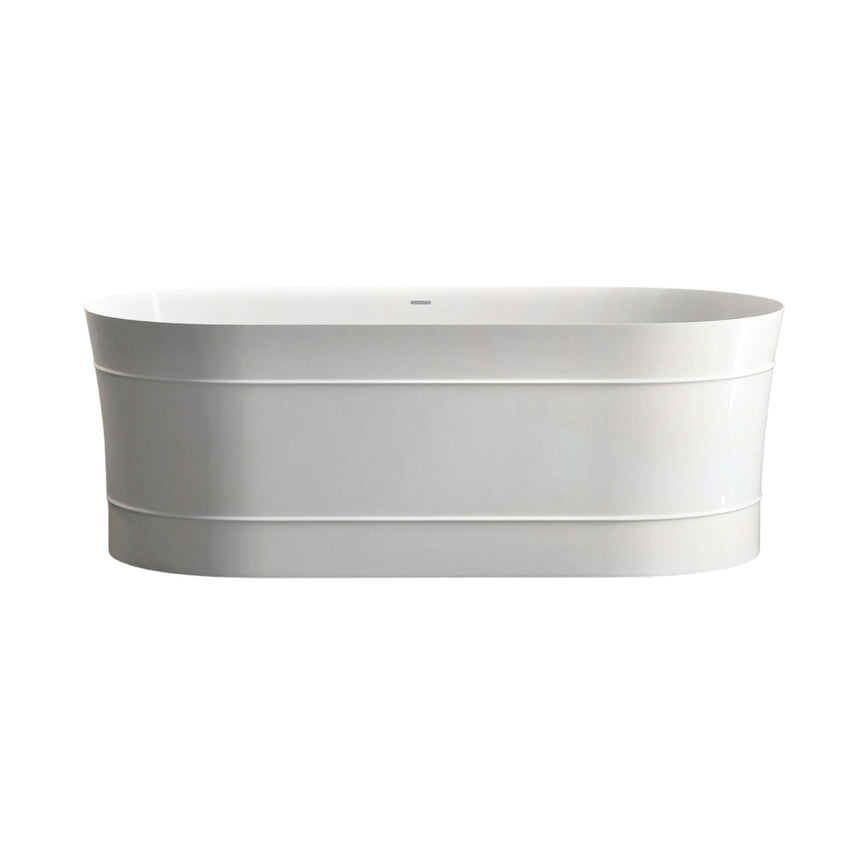 Otti Attica Bondi 1500mm freestanding oval acrylic bathtub by Tilemall in gloss white with centre overflow