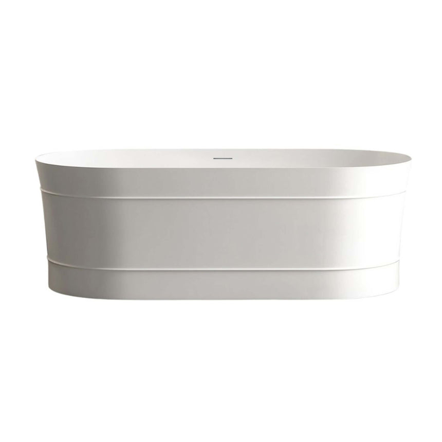 Freestanding oval acrylic bathtub by Tilemall, Otti Attica Bondi series, matte white 1500mm with overflow