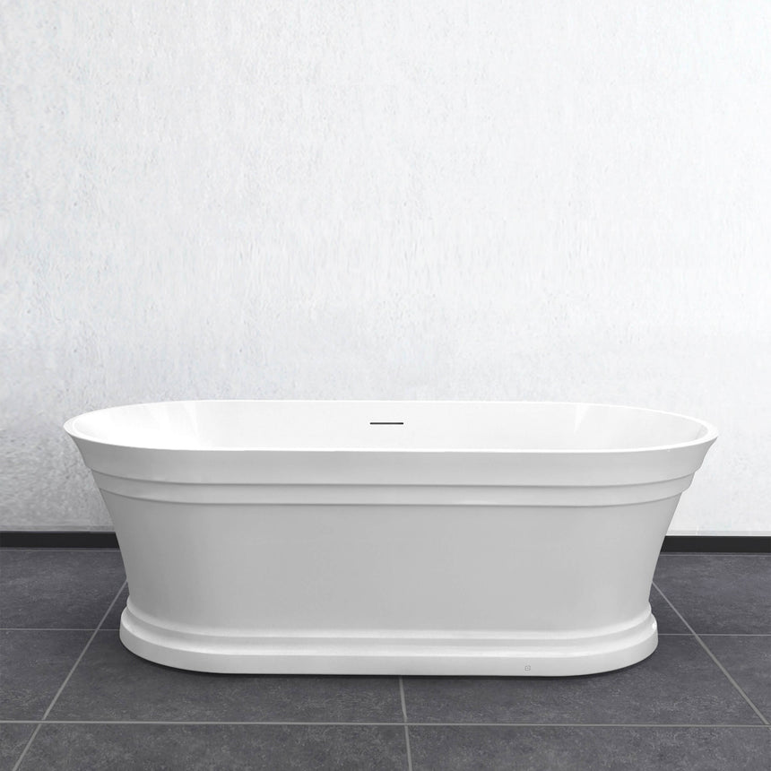 Otti Hampton 1700mm freestanding oval acrylic bathtub by Tilemall in gloss white with overflow