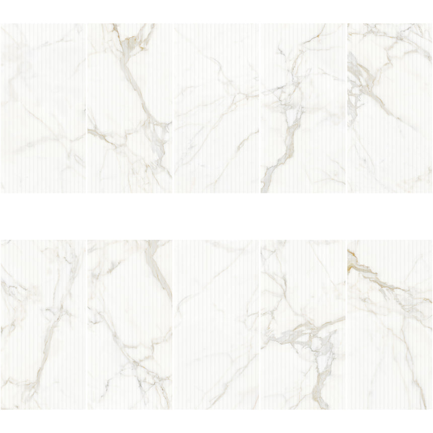 Calacatta Royal 1200x600 Silk Tech White 3D Mould Marble Look Rectified