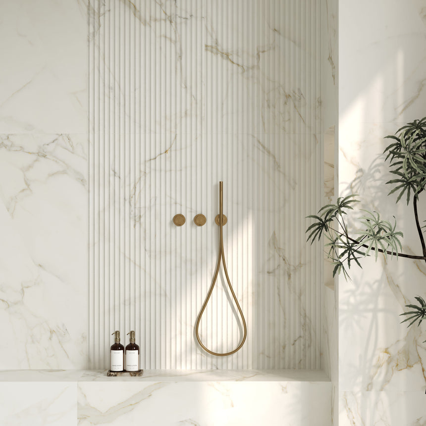 Calacatta Royal 1200x600 Silk Tech White 3D Mould Marble Look Rectified
