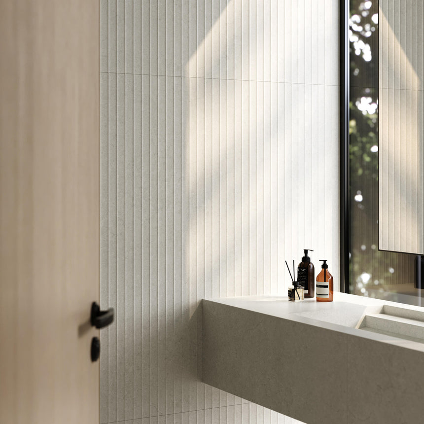 Marfil 1200x600 Silk Tech 3D Mould Light Stone Look Rectified