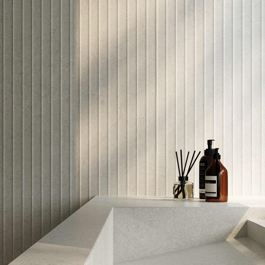 Marfil 1200x600 Silk Tech 3D Mould Light Stone Look Rectified