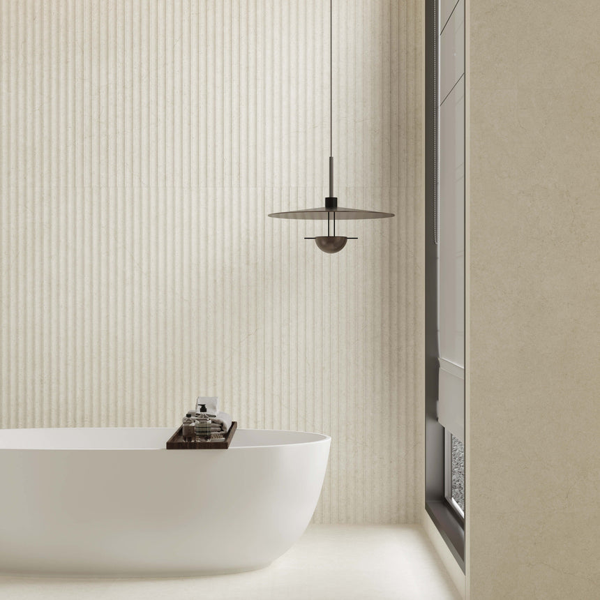 Marfil 1200x600 Silk Tech 3D Mould Warm Stone Look Rectified