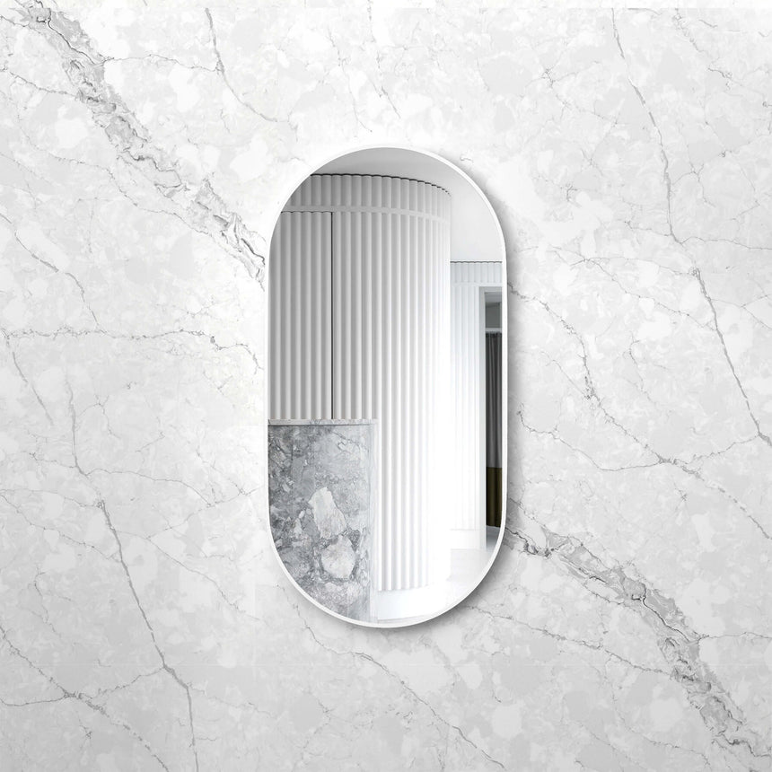 Otti Noosa 1200x600mm oval framed bathroom mirror in white by Tilemall