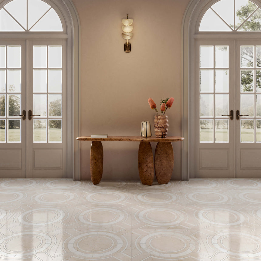 Marfil Art Deco 1200x600 Honed Creta Travertine Look Tiles Rectified