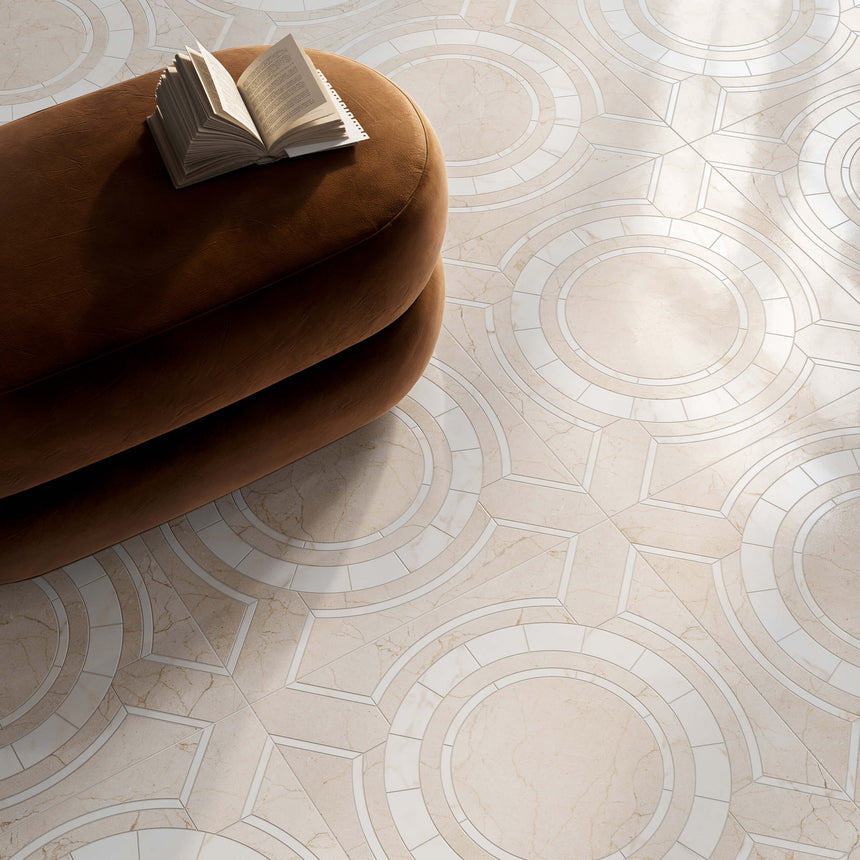 Marfil Art Deco 1200x600 Honed Creta Travertine Look Tiles Rectified