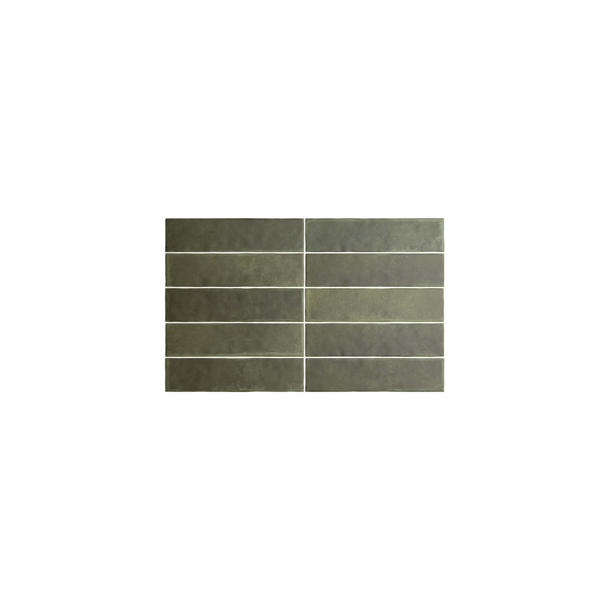 Arglie 64x246mm matt khaki porcelain subway tiles in grid layout showing natural shade variation by Tilemall