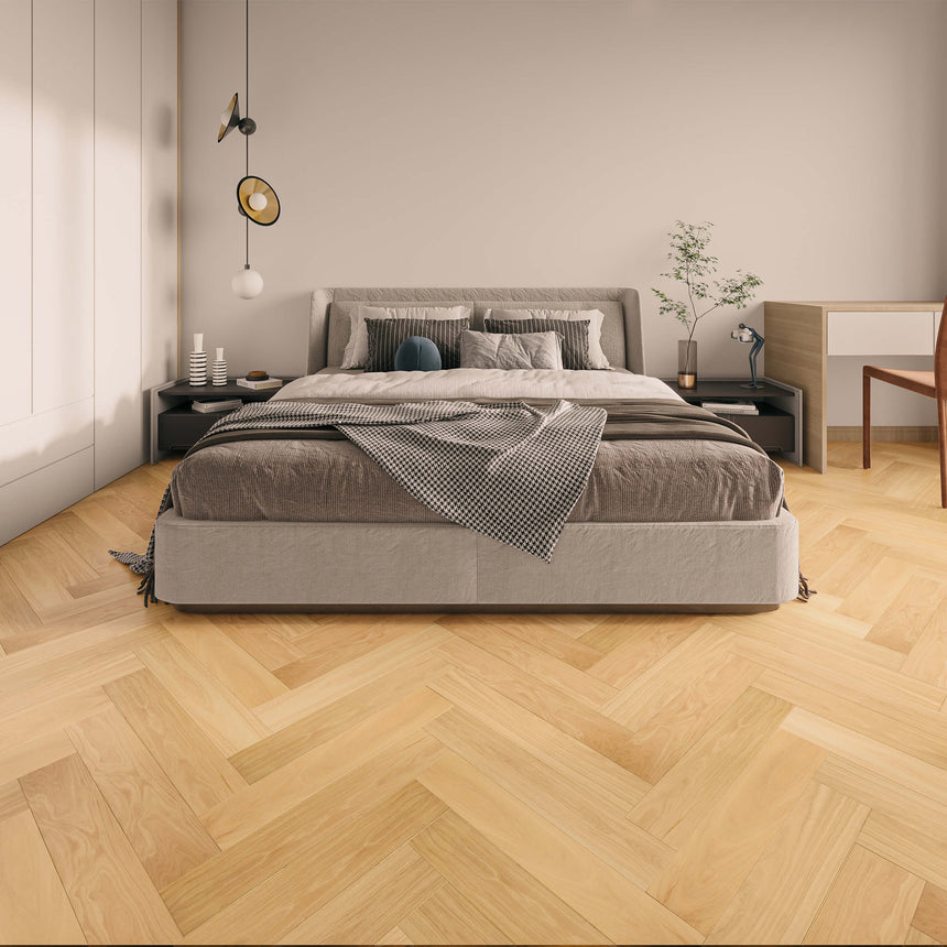 Aqua Wood Plus Herringbone 600x127mm Blackbutt Hybrid Flooring Bass Timber