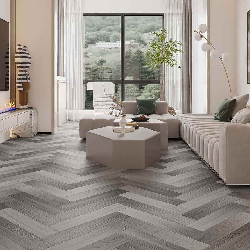 Aqua Wood Plus Herringbone 600x127mm Habour Bridge Hybrid Flooring Bass Timber