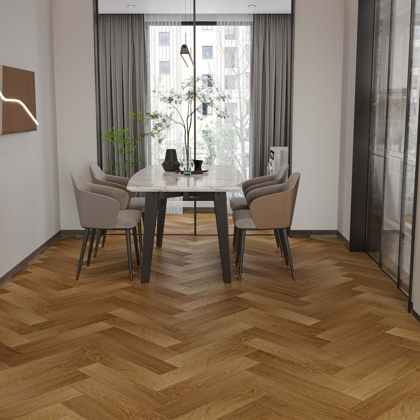 Aqua Wood Plus Herringbone 600x127mm Big Ben Hybrid Flooring Bass Timber
