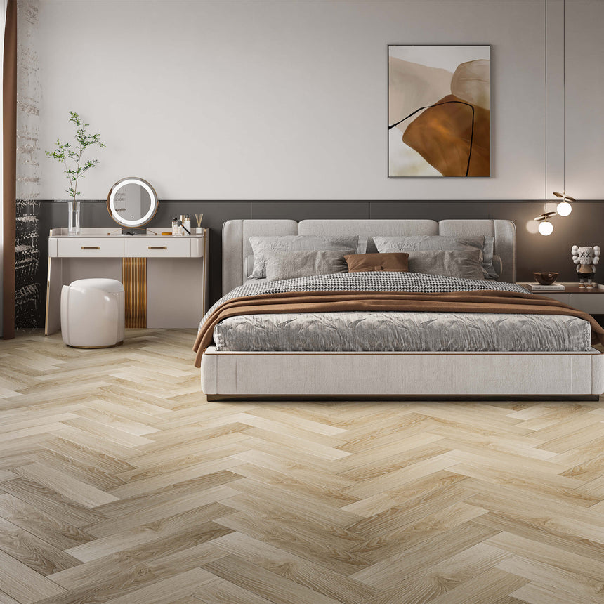 Aqua Wood Plus Herringbone 600x127mm Bondi Hybrid Flooring Bass Timber