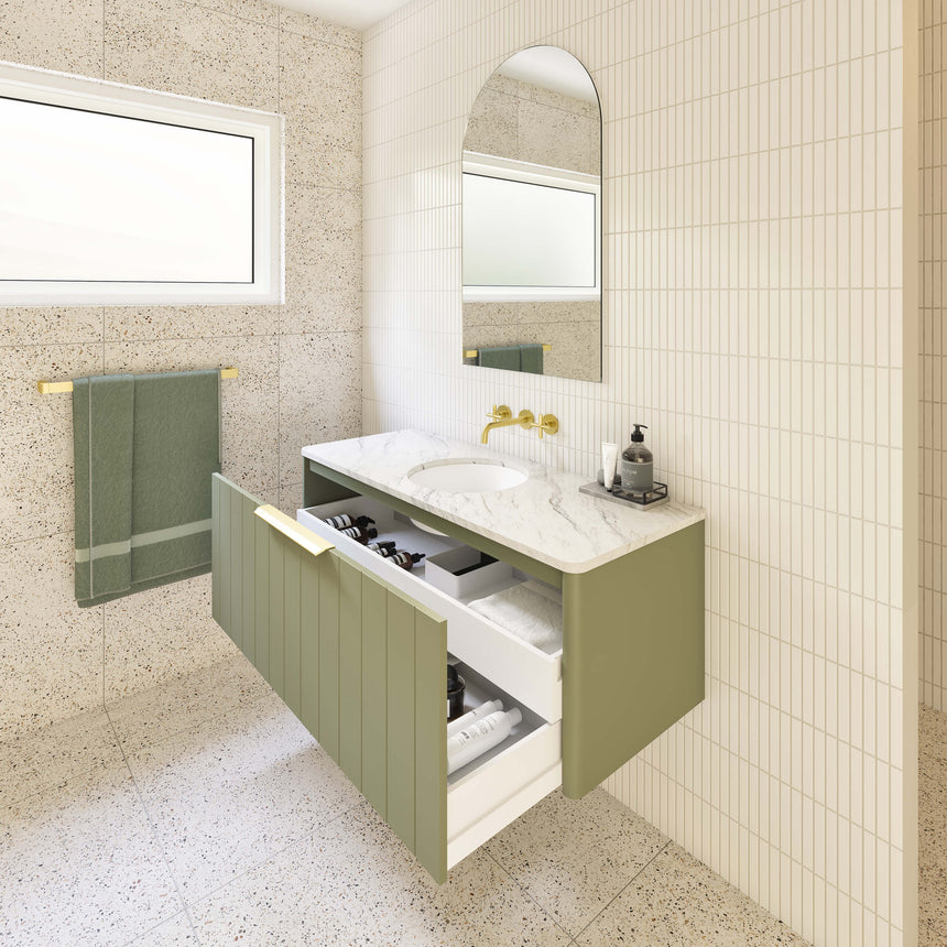 Saba Wall Hung Vanity SilkSurface Top Vanity Timberline