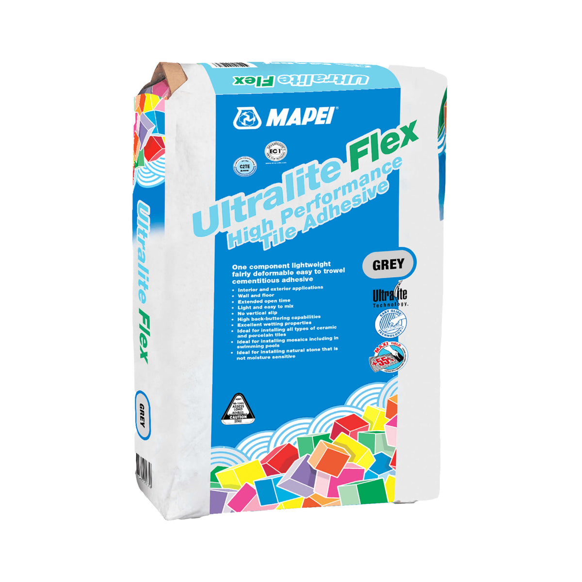 Mapei Cement Based Polymer Modified Adhesives 13.5kg Ultralite Flex 13.5kg white cement-based tile adhesive by Tilemall