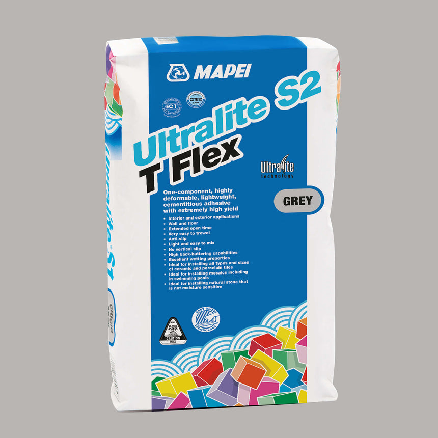 Mapei Ultralite S2 T Flex 13.5Kg Grey Cement Based Adhesive Mapei