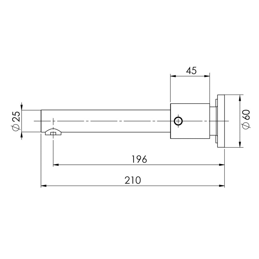 Technical installation dimensions for Phoenix Vivid Pin Lever bath mixer showing 210mm spread by Tilemall