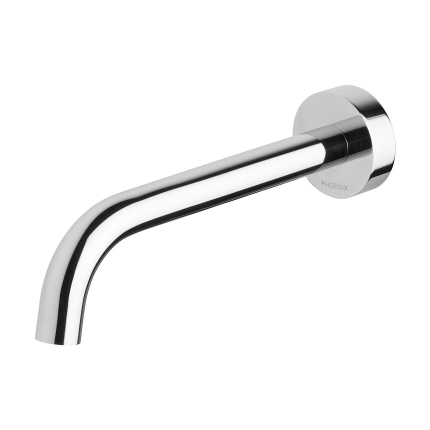 Phoenix Vivid Slimline 180mm chrome curved wall bath outlet by Tilemall