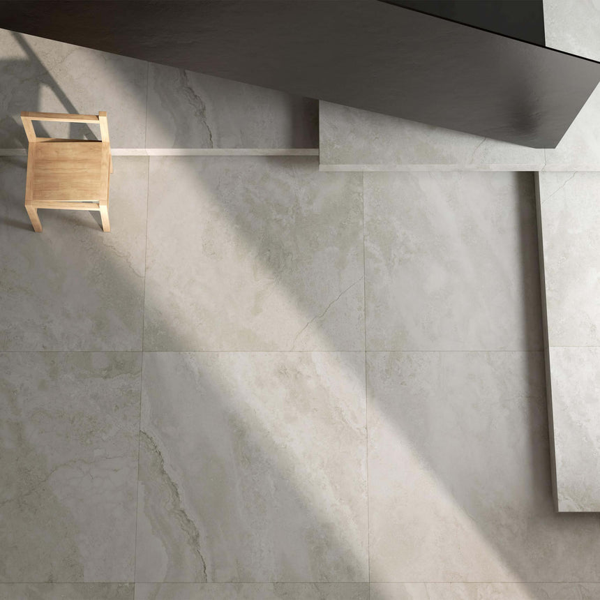 X12 1200x1200 Satin Grey Travertine Marble Look Tiles Tilemall