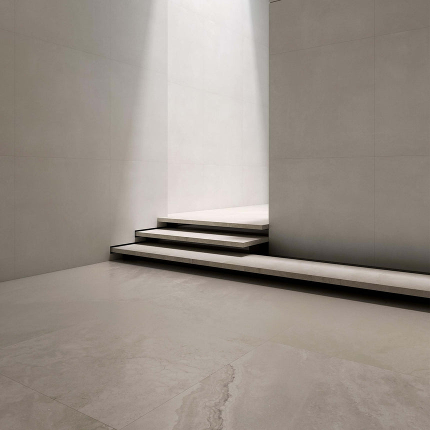 X12 1200x1200 Satin Grey Travertine Marble Look Tiles Tilemall
